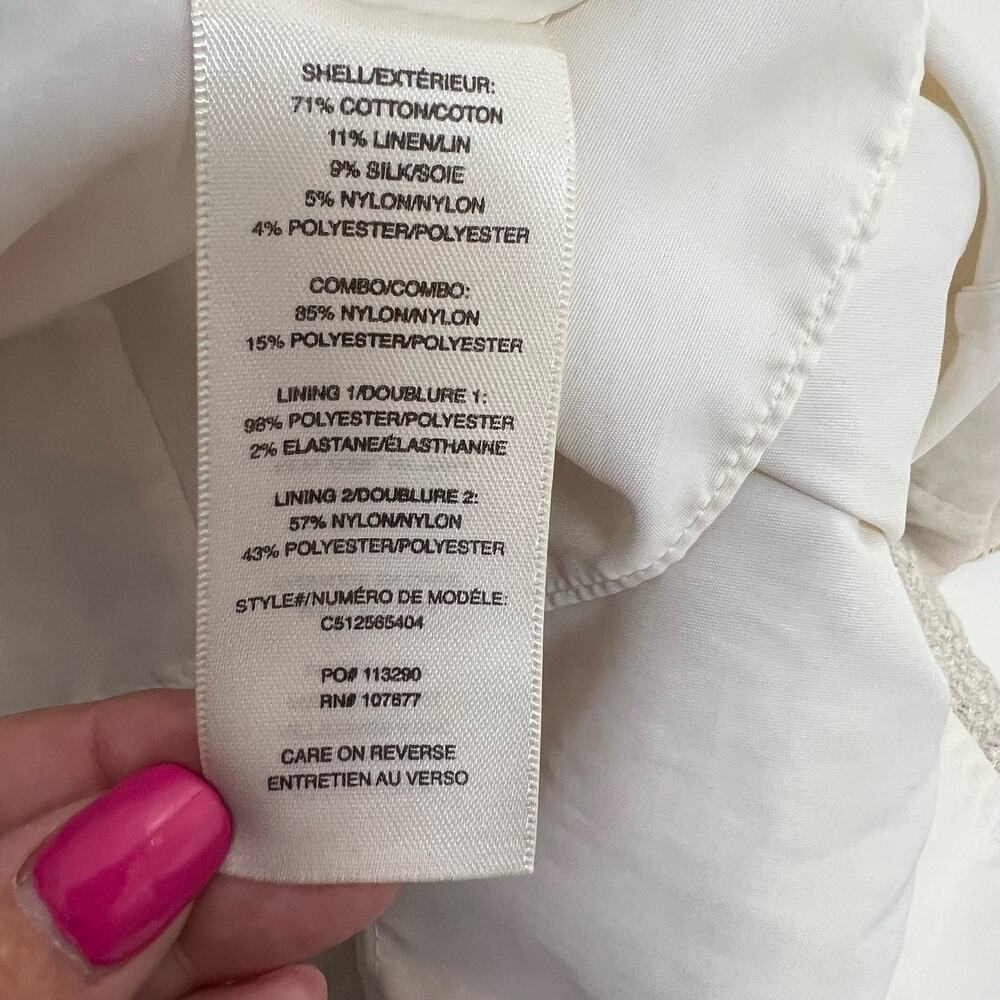 Alice + Olivia Pacey Linen Silk Sleeveless Lantern Dress Cream Lined Pockets 4 - Picture 10 of 14